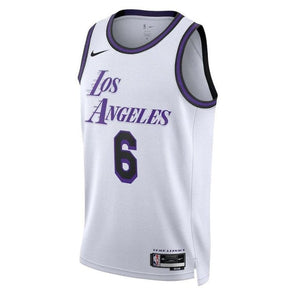 Camiseta unisex de la NBA de LeBron James Los Angeles Lakers 2023 - Edición City - Blanca