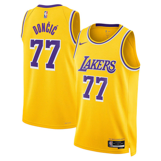 Luka Dončić - Camisa NBA Los Angeles Lakers Icon Edition 2024 - Dourada - Unissex