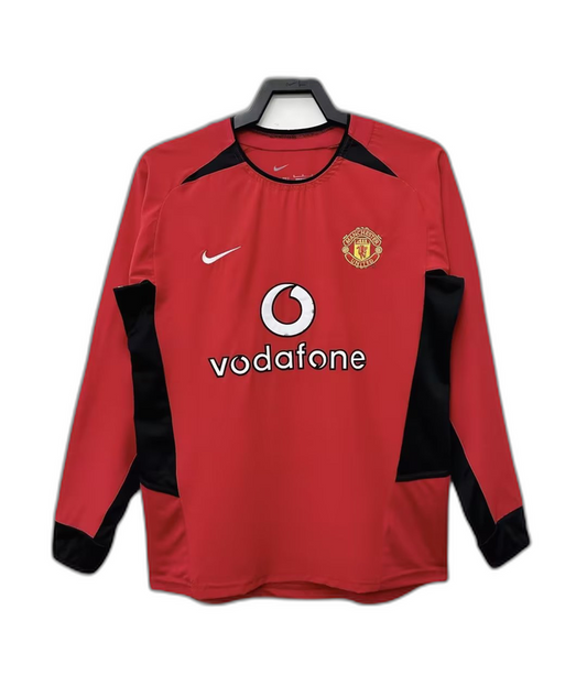 Camisa Manchester United 02/04 I Home - Manga Longa Versão Retro