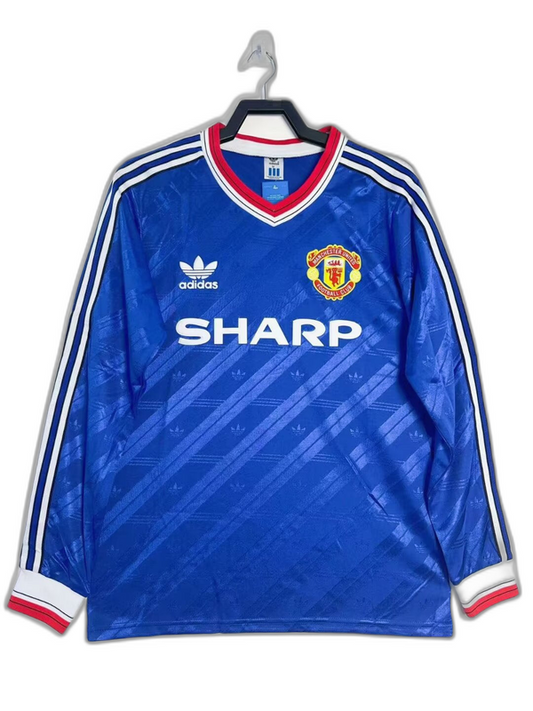 Camisa Manchester United 86/88 III Third - Versão retrô de manga comprida
