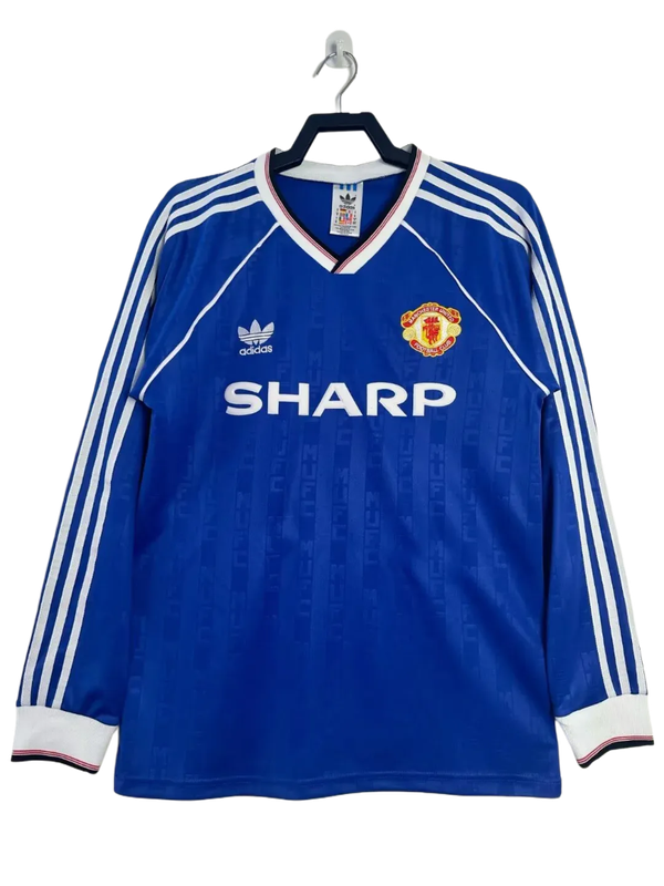 Camisa reserva Manchester United 88/90 II - Versão retrô de manga comprida