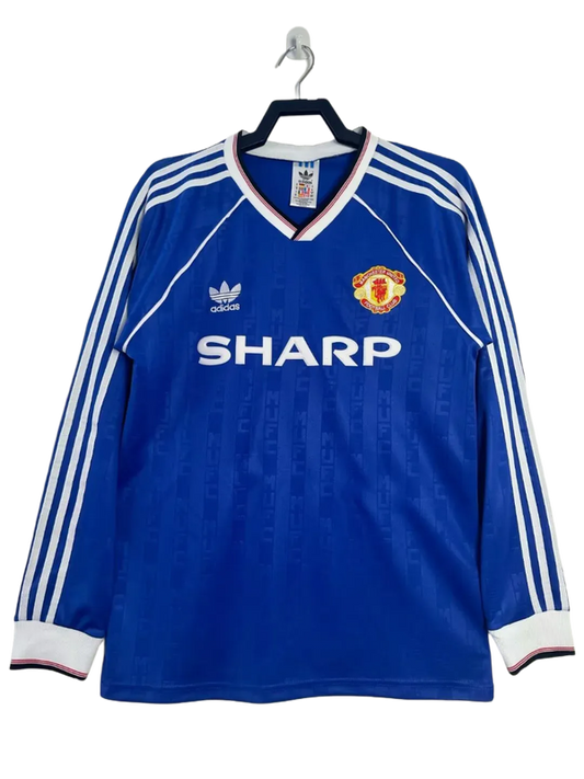 Camisa reserva Manchester United 88/90 II - Versão retrô de manga comprida