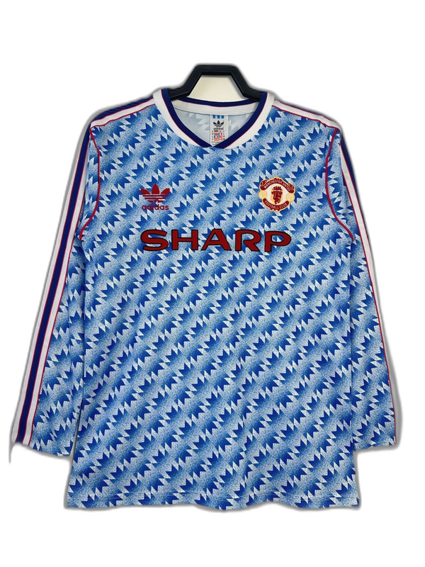 Camisa reserva Manchester United 90/92 II - Versão retrô de manga comprida