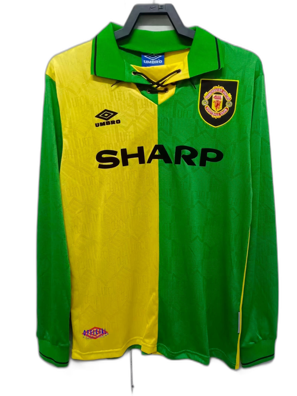 Camisa reserva Manchester United 92/94 II - Versão retrô de manga comprida