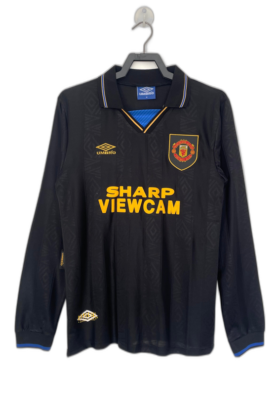 Camisa preta Manchester United 93/94 - Versão retrô de manga comprida