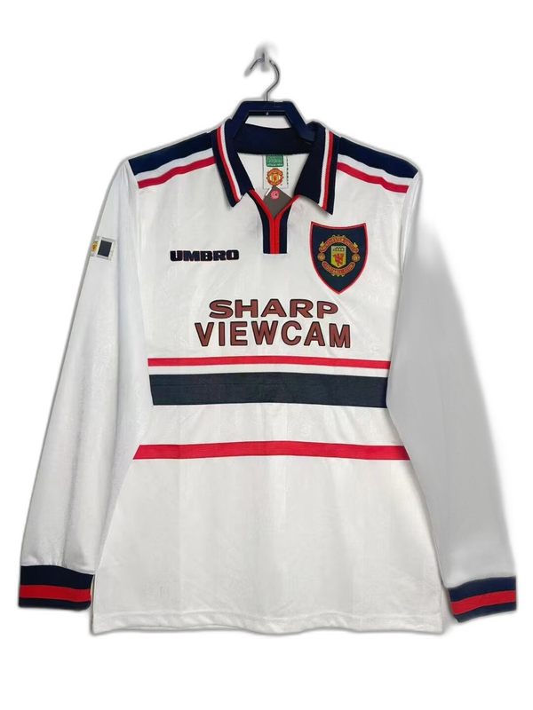 Camisa reserva Manchester United 98/99 II - Versão retrô de manga comprida