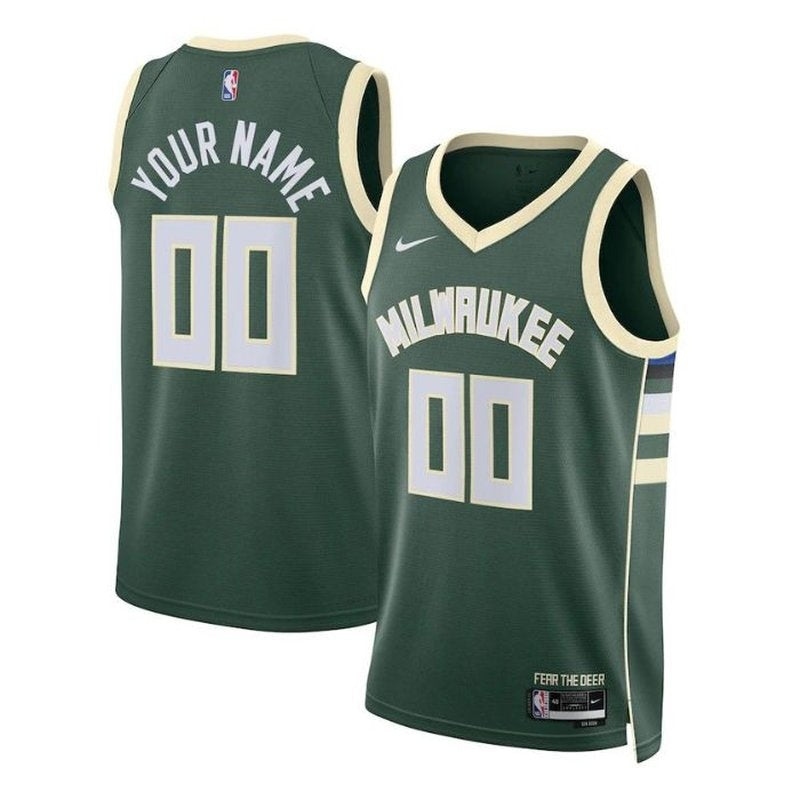 Camisa NBA Milwaukee Bucks Unissex 2023 Verde Caçador - Edição Ícone 