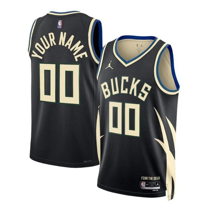 Camisa NBA Milwaukee Bucks Unissex 2023 - Edição Statement - Preta 