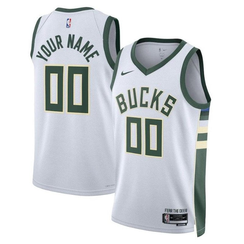 Camisa NBA Branca Unissex Milwaukee Bucks 2023 - Edição Associação 