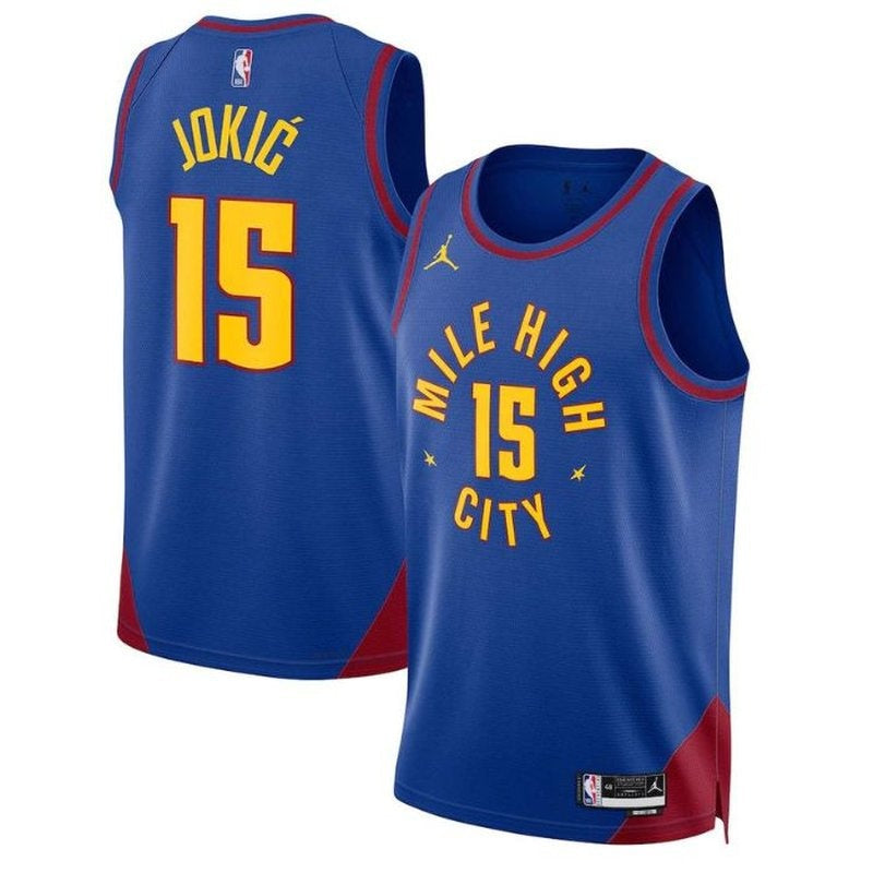 Camisa NBA Denver Nuggets 2023 Statement Edition Unissex Nikola Jokic - Azul 