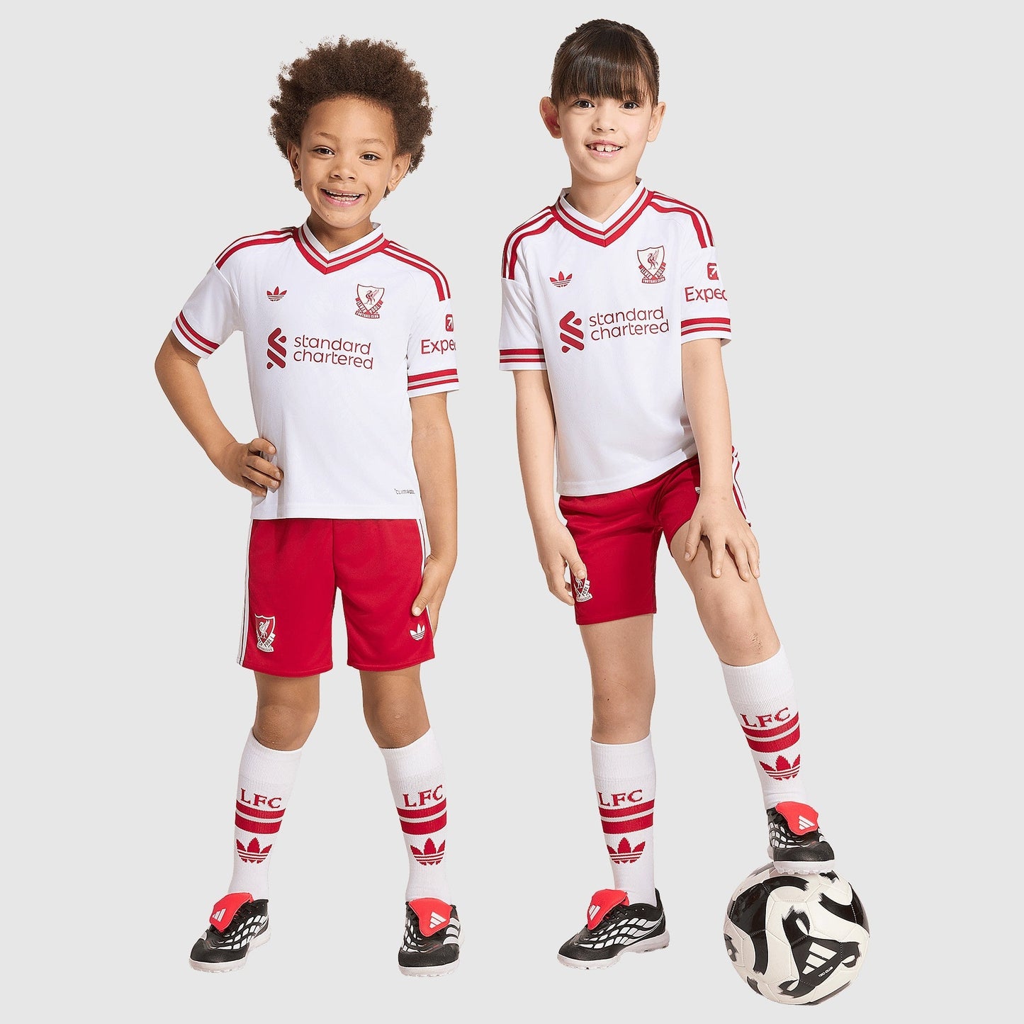 Liverpool 26/27 Away Kids Kit - worn by models full length