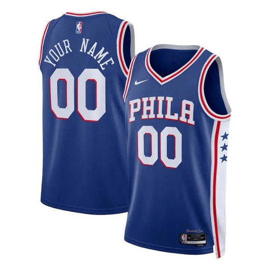 Camiseta unisex de la NBA Philadelphia 76ers 2023, color azul real - Edición Icon 