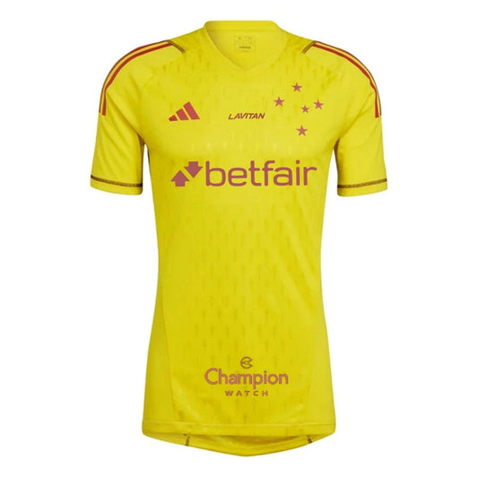 Camisa de Goleiro Cruzeiro 24/25 - Amarela - Todos os Patrocinadores - Versão Torcedor 