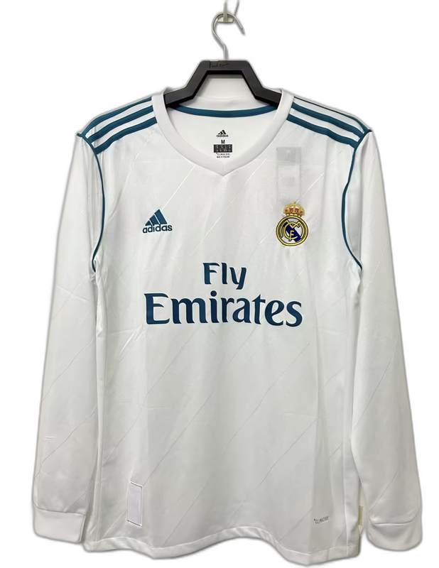 Camisa Real Madrid 17/18 I Home - Manga Longa Versão Retro