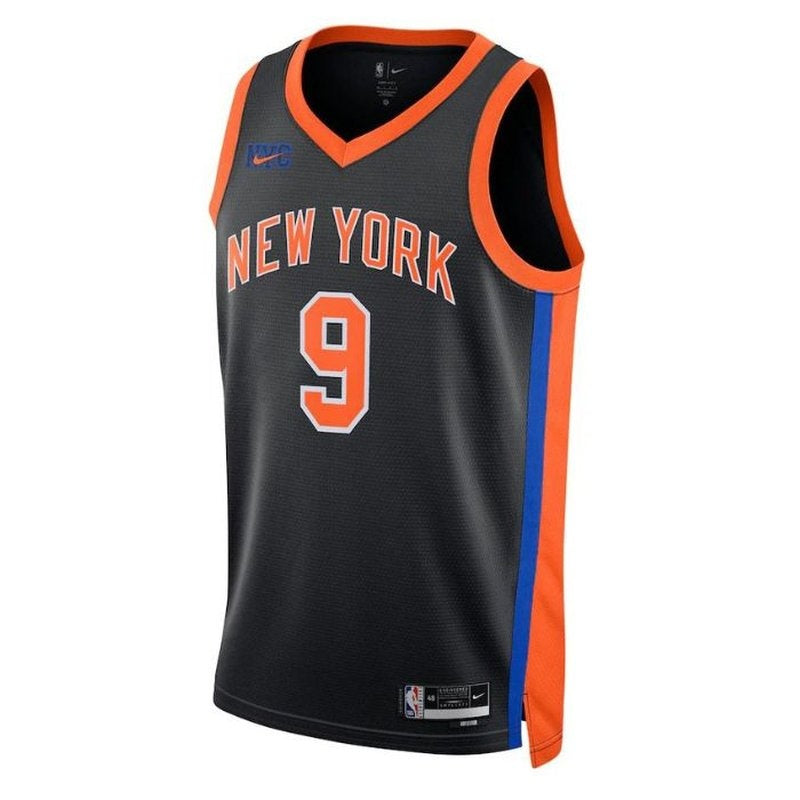 Camiseta unisex de la NBA RJ Barrett de los New York Knicks 2023 - Edición City - Negra