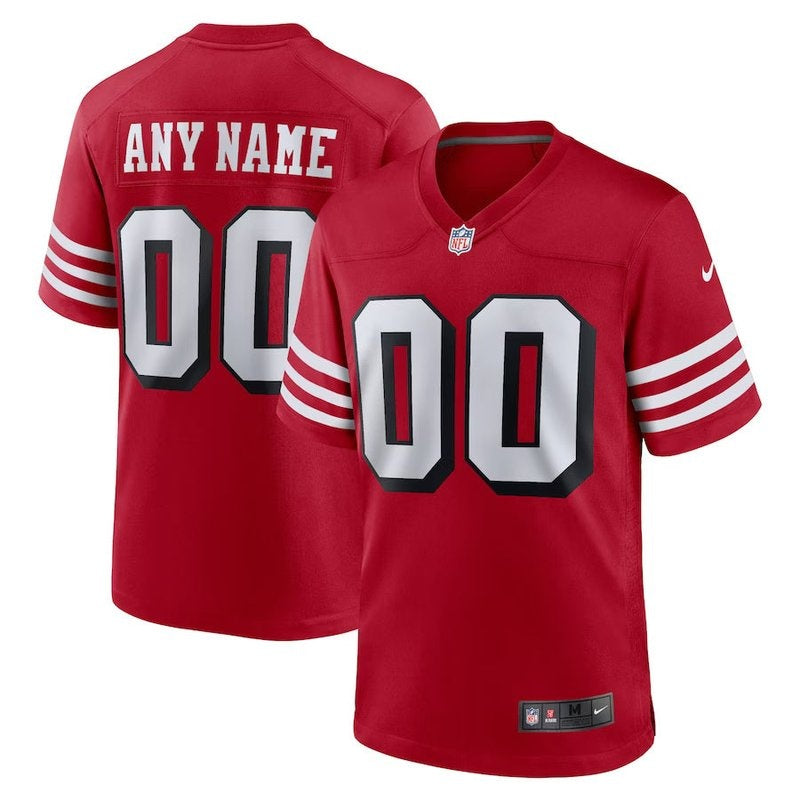 San Francisco 49ers - Camisa alternativa personalizada para jogo da NFL Scarlet 