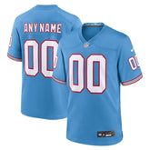 Camisa personalizada de jogo da NFL Tennessee Titans - Oilers Throwback - Azul claro 