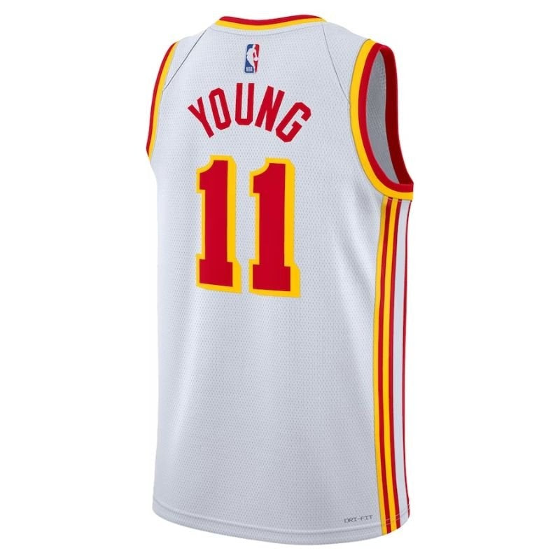 Camisa NBA Trae Young Atlanta Hawks Unissex 2023 - Edição Associação - Branca 