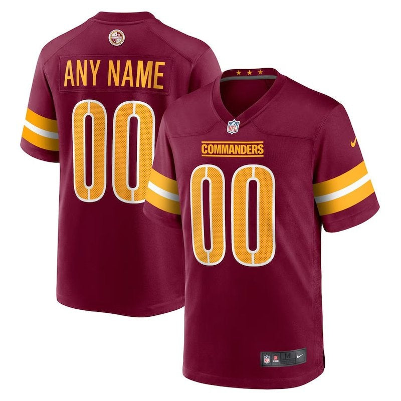 Camiseta personalizada de la NFL de los Washington Commanders en color burdeos
